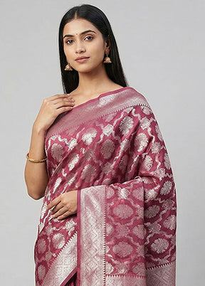 Pink Dupion Silk Saree With Blouse Piece