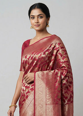 Pink Dupion Silk Saree With Blouse Piece