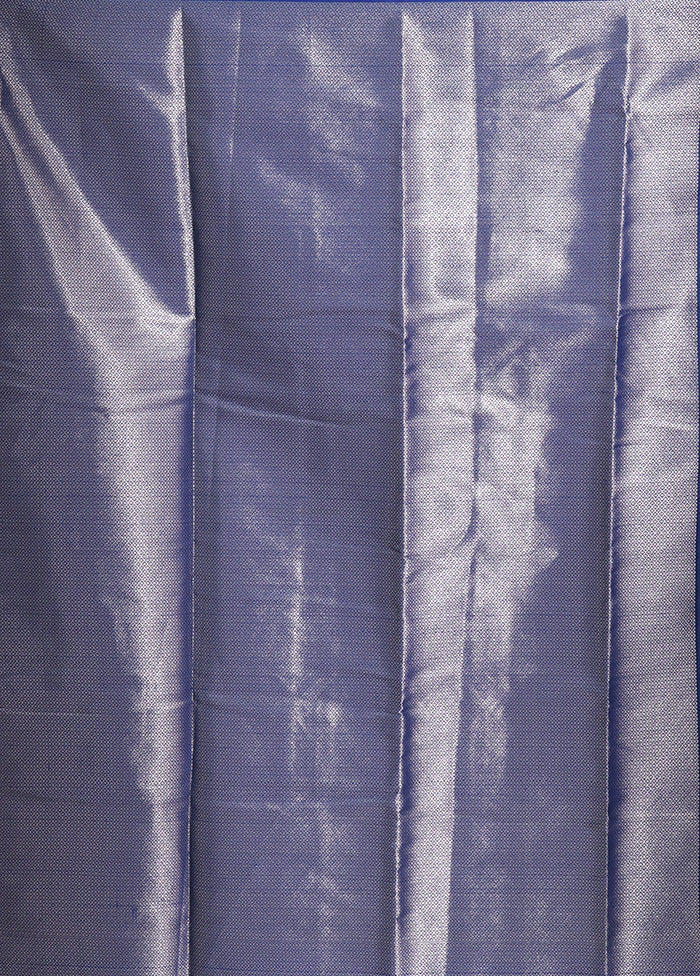 Blue Dupion Silk Saree With Blouse Piece