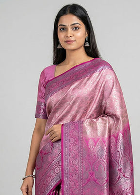 Cream Handloom Jamewar Pure Silk Saree With Blouse Piece