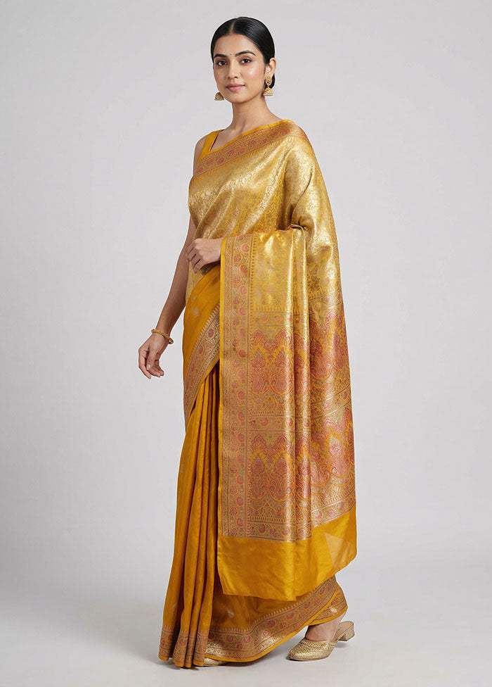 Grey Handloom Jamewar Pure Silk Saree With Blouse Piece