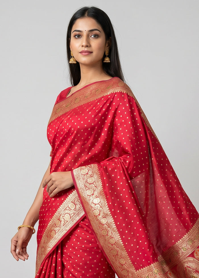 Pink Handloom Banarasi Pure Silk Saree With Blouse Piece
