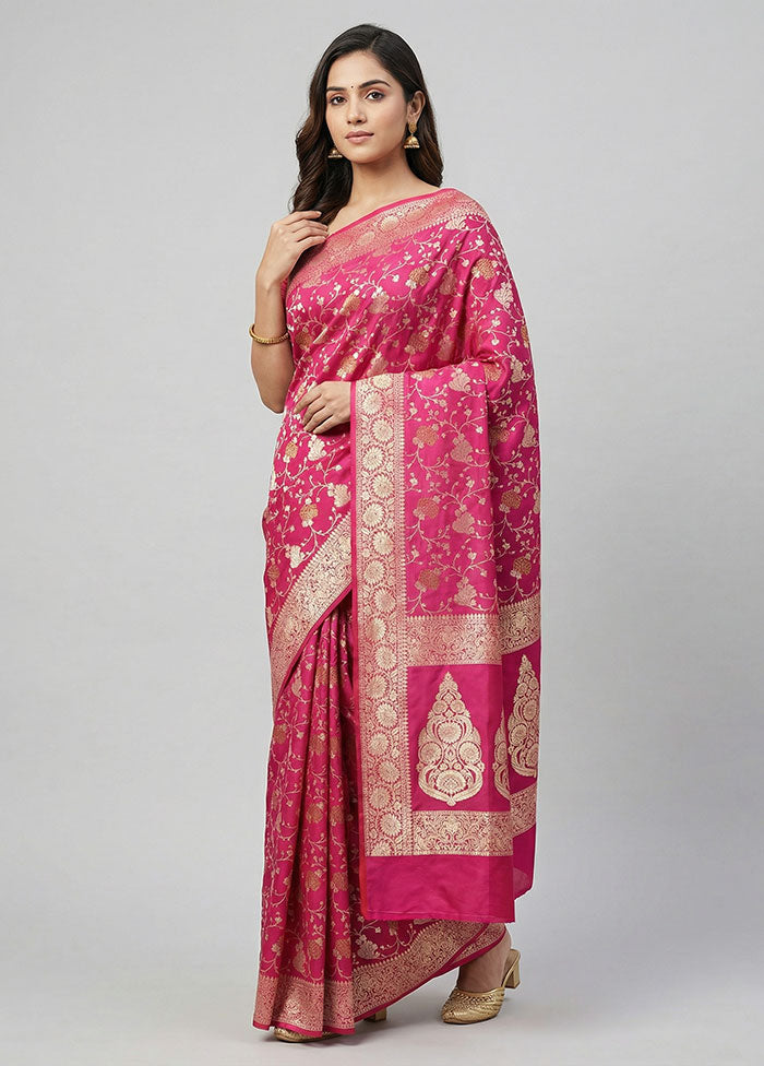 Pink Uppada Silk Saree With Blouse Piece