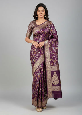 Purple Uppada Silk Saree With Blouse Piece