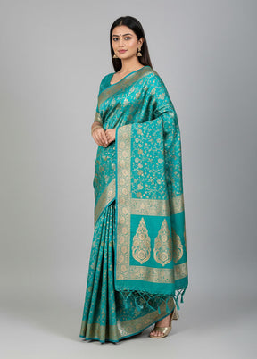 Blue Uppada Silk Saree With Blouse Piece