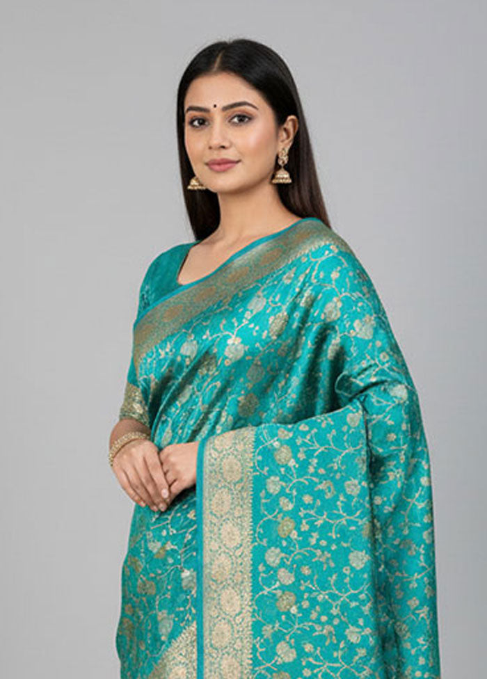Blue Uppada Silk Saree With Blouse Piece
