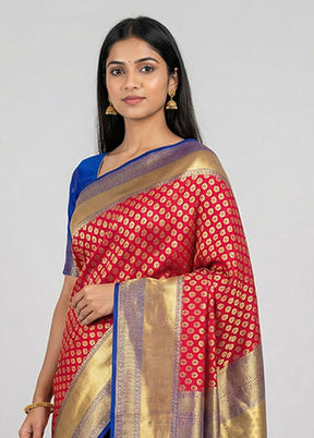 Pink Uppada Silk Saree With Blouse Piece