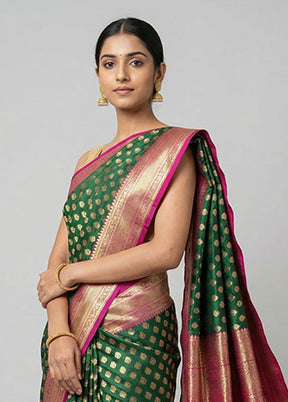 Green Uppada Silk Saree With Blouse Piece