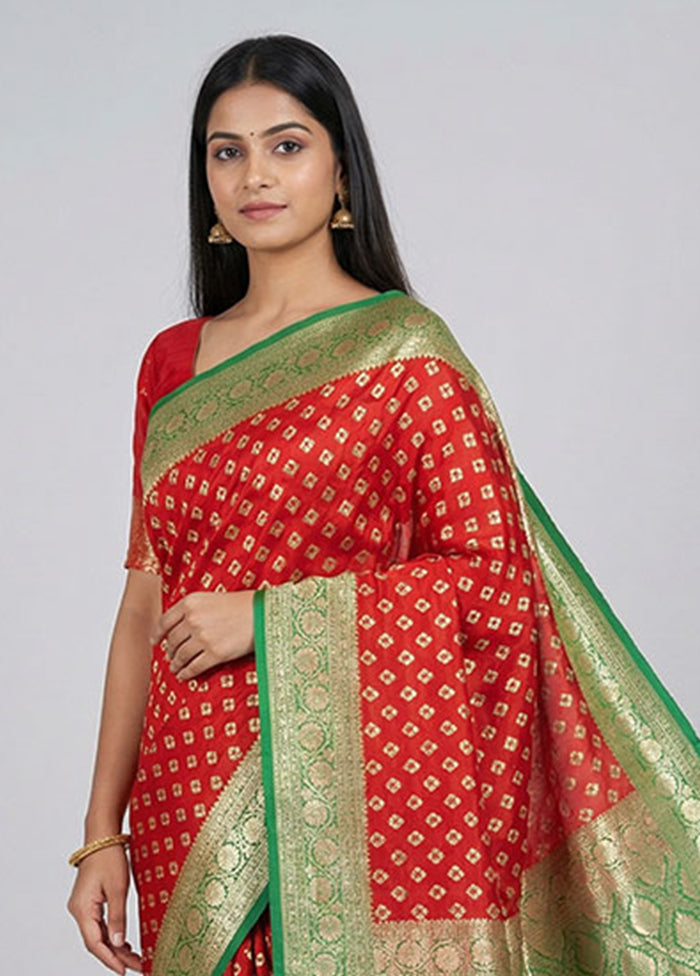 Maroon Uppada Silk Saree With Blouse Piece
