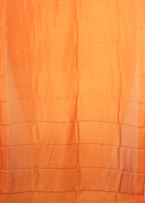 Orange Printed Pure Silk Saree Without Blouse Piece