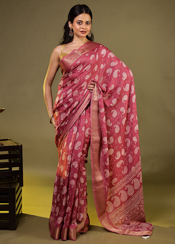 Purple Dupion Silk Saree With Blouse Piece