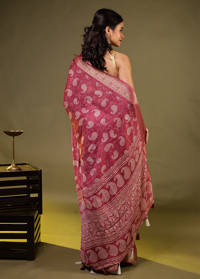 Purple Dupion Silk Saree With Blouse Piece