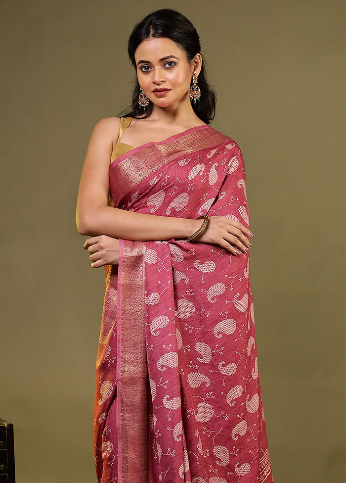 Purple Dupion Silk Saree With Blouse Piece