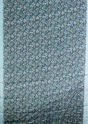 Blue Printed Silk Saree Without Blouse Piece