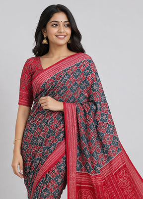 Green Handloom Bomkai Pure Silk Saree With Blouse Piece