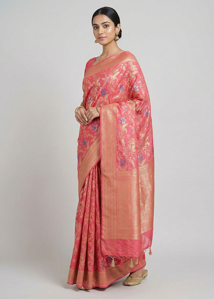 Pink Georgette Saree With Blouse Piece