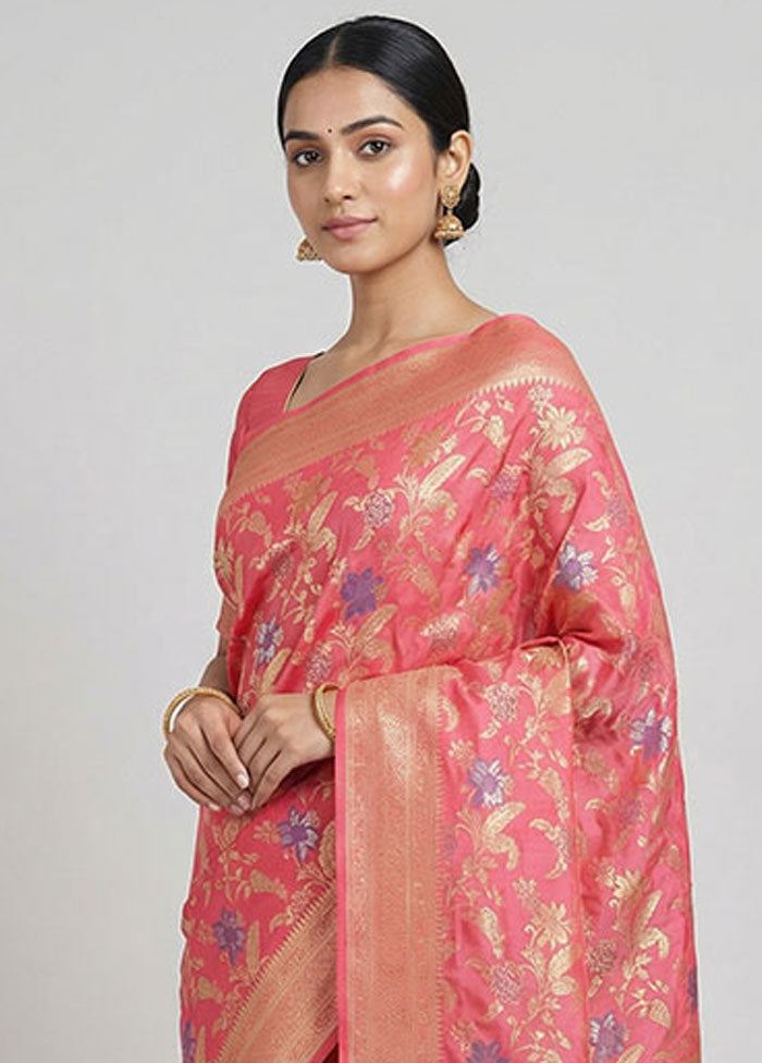 Pink Georgette Saree With Blouse Piece