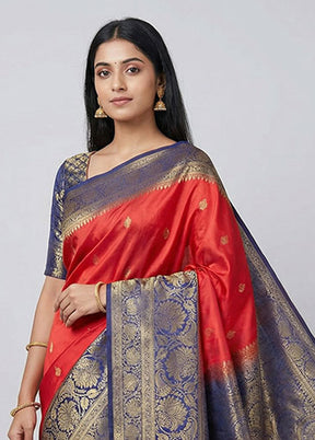 Pink Dupion Silk Saree With Blouse Piece