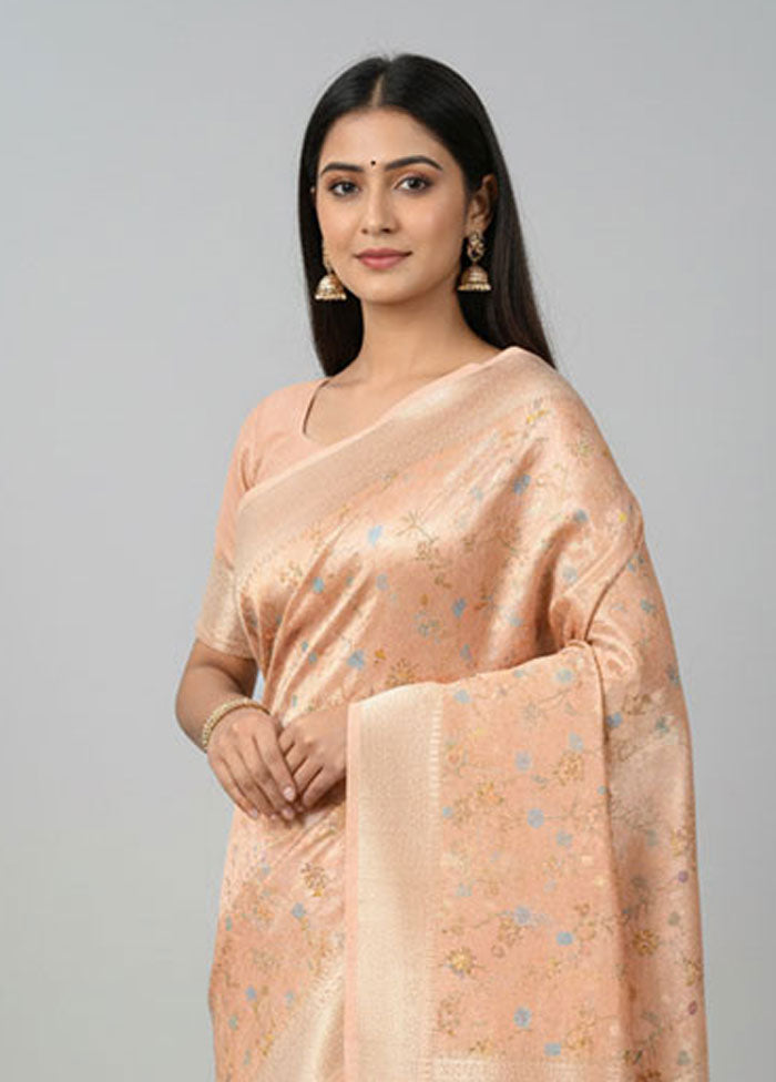 Pink Tissue Silk Saree With Blouse Piece