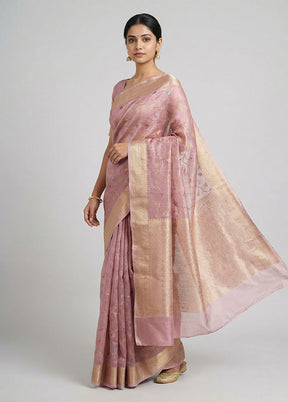 Pink Tissue Silk Saree With Blouse Piece