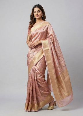 Pink Tissue Silk Saree With Blouse Piece