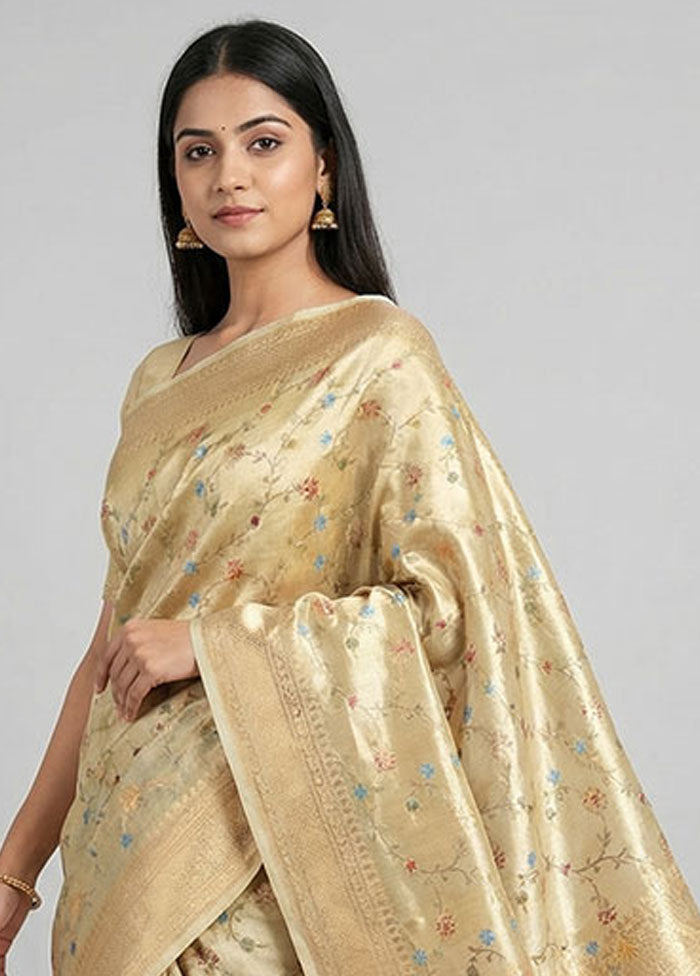 Green Tissue Silk Saree With Blouse Piece