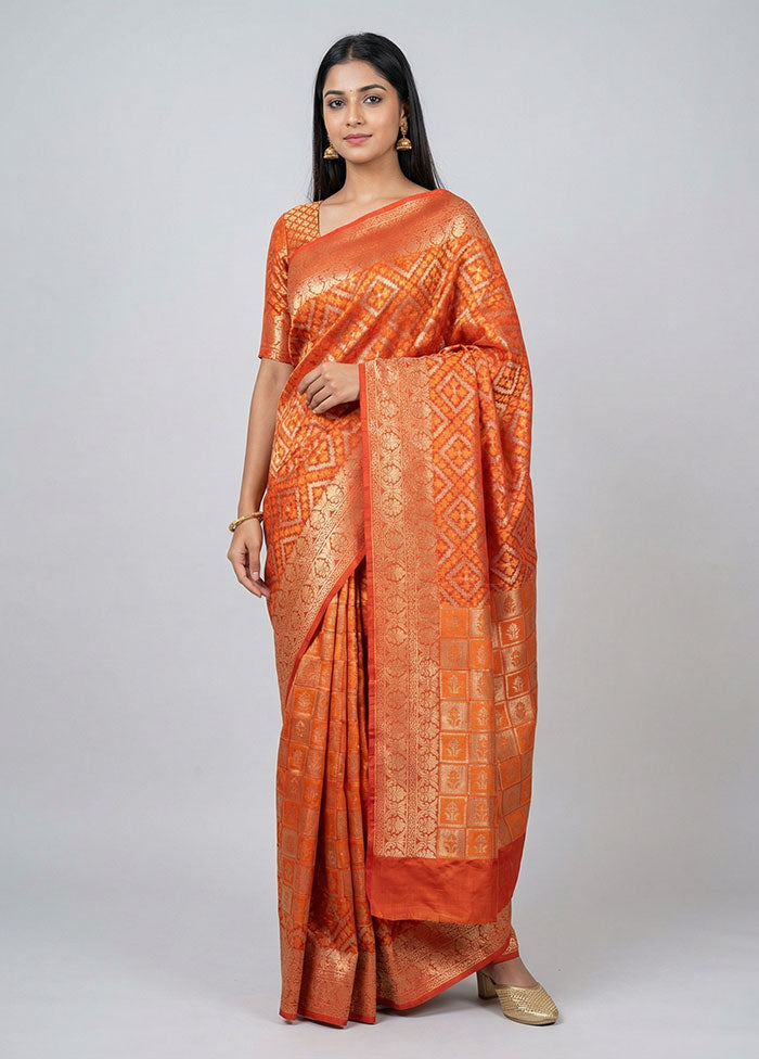 Pink Kora Silk Saree With Blouse Piece