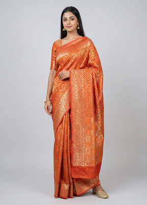 Pink Kora Silk Saree With Blouse Piece