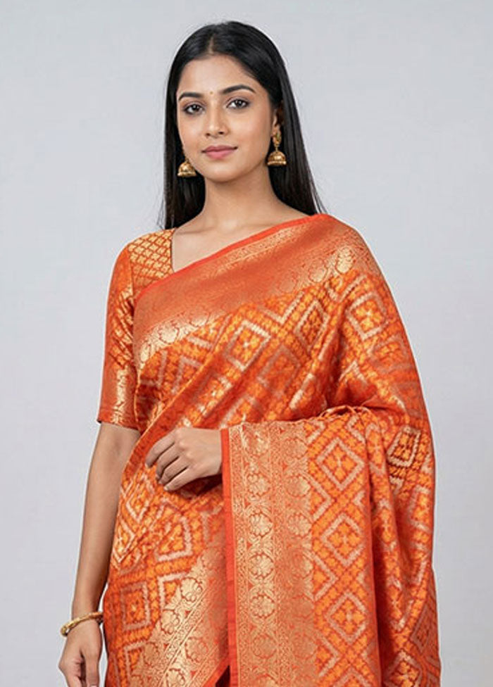 Pink Kora Silk Saree With Blouse Piece