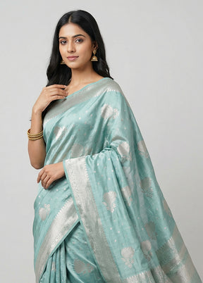 Green Dupion Silk Saree With Blouse Piece