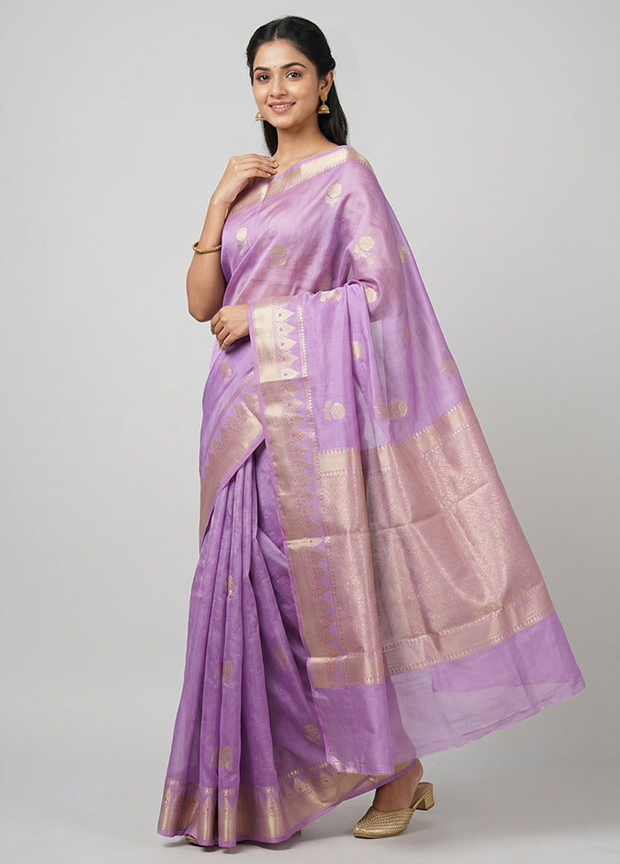 Purple Dupion Silk Saree With Blouse Piece