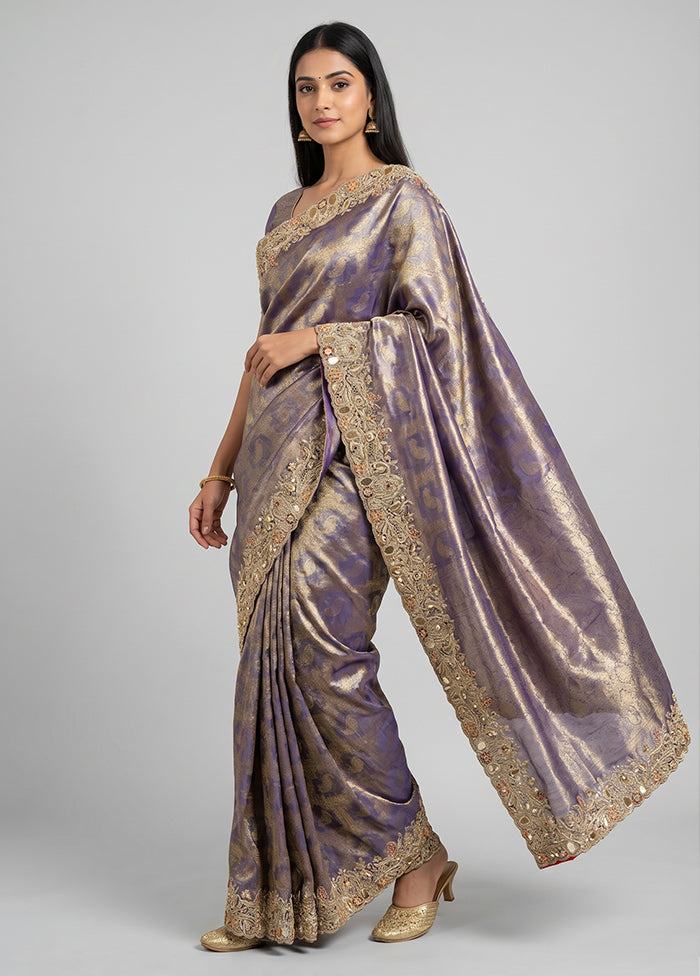 Purple Georgette Saree With Blouse Piece