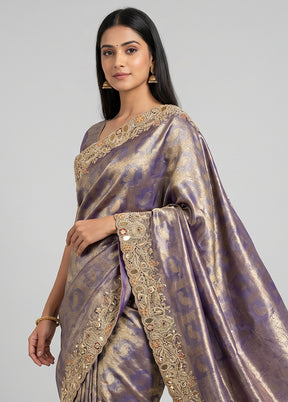 Purple Georgette Saree With Blouse Piece
