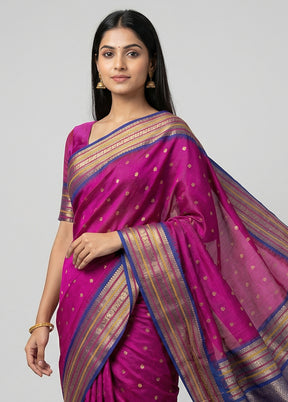 Pink Kanjivaram Silk Saree With Blouse Piece