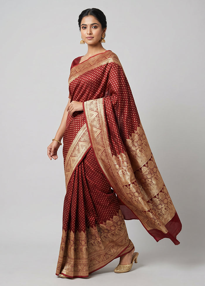 Red Banarasi Silk Saree With Blouse Piece