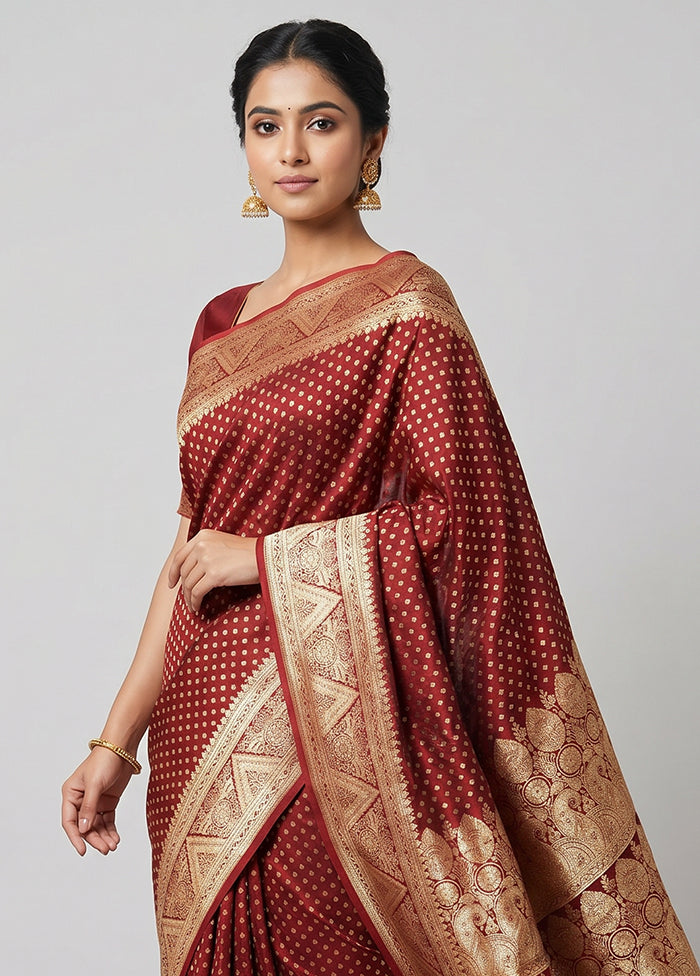 Red Banarasi Silk Saree With Blouse Piece