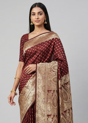 Purple Banarasi Silk Saree With Blouse Piece