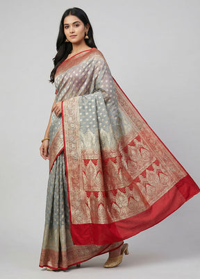 Green Banarasi Silk Saree With Blouse Piece
