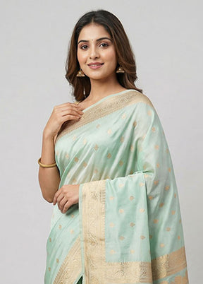 Green Banarasi Silk Saree With Blouse Piece