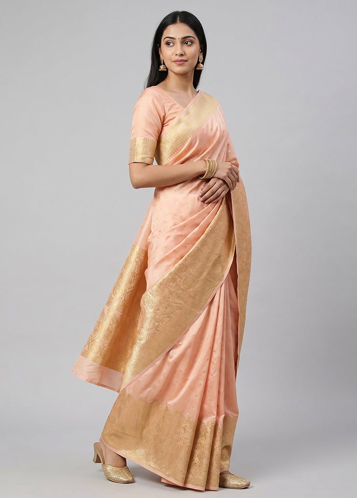 Pink Banarasi Silk Saree With Blouse Piece