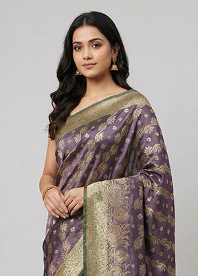 Purple Dupion Silk Saree With Blouse Piece