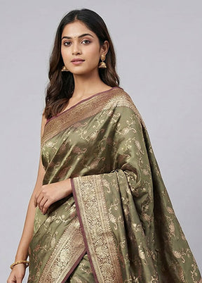 Green Dupion Silk Saree With Blouse Piece