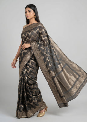 Black Cotton Saree With Blouse Piece