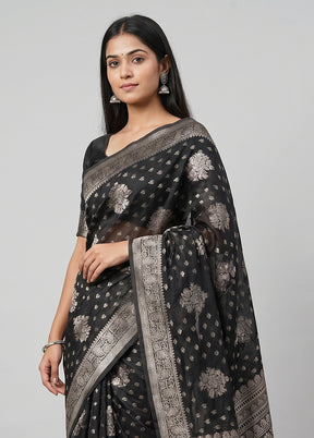Black Cotton Saree With Blouse Piece