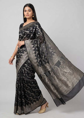 Black Cotton Saree With Blouse Piece