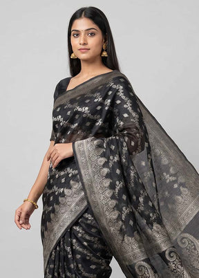 Black Cotton Saree With Blouse Piece