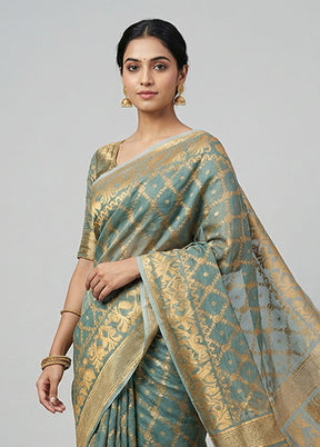 Green Jamdani Cotton Saree Without Blouse Piece