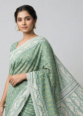 Green Jamdani Cotton Saree Without Blouse Piece