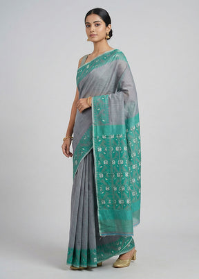 Green Jamdani Cotton Saree Without Blouse Piece
