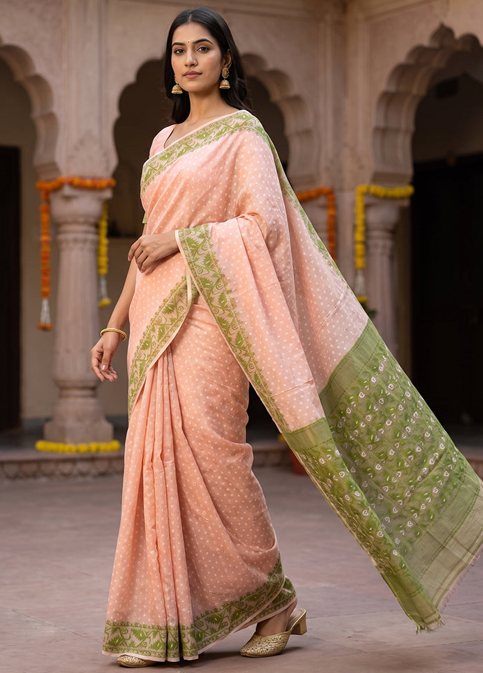 Cream Jamdani Cotton Saree Without Blouse Piece